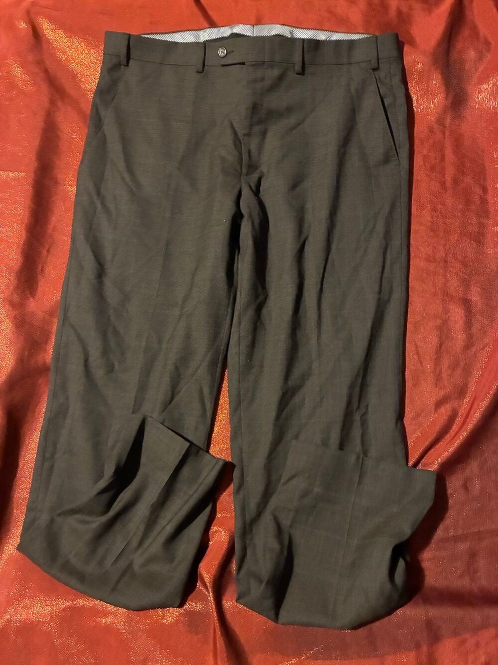 Chaps Dress Pants Mens Charcoal Gray Flat Front Classic Trouser Business Casual